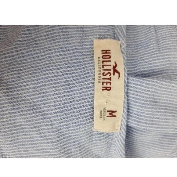 Hollister pinstripe m floral lace blue white long sleeve cropped - Picture 3 of 3